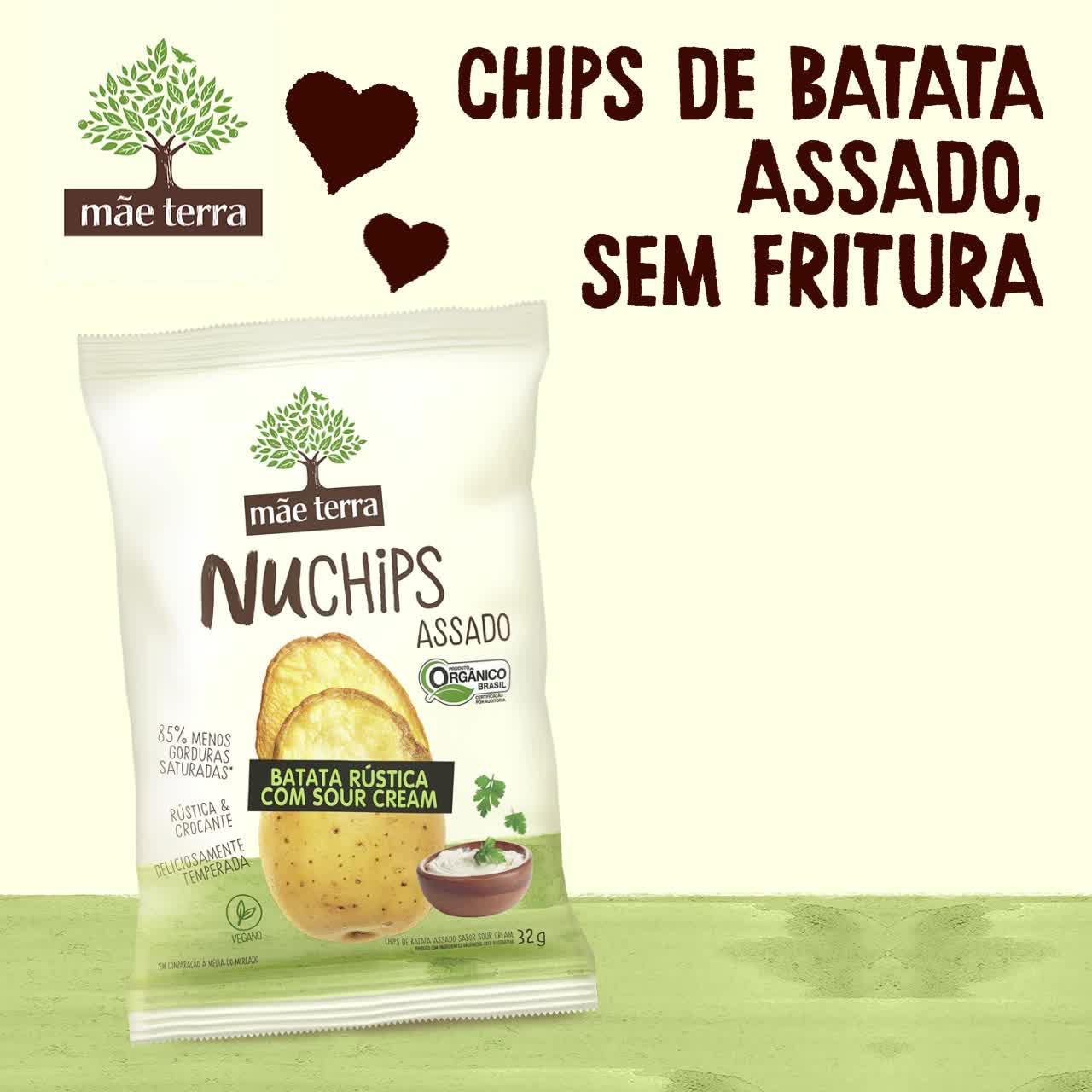 Chips de Batata Rústica Assado Orgânico com Sour Cream Mãe Terra
