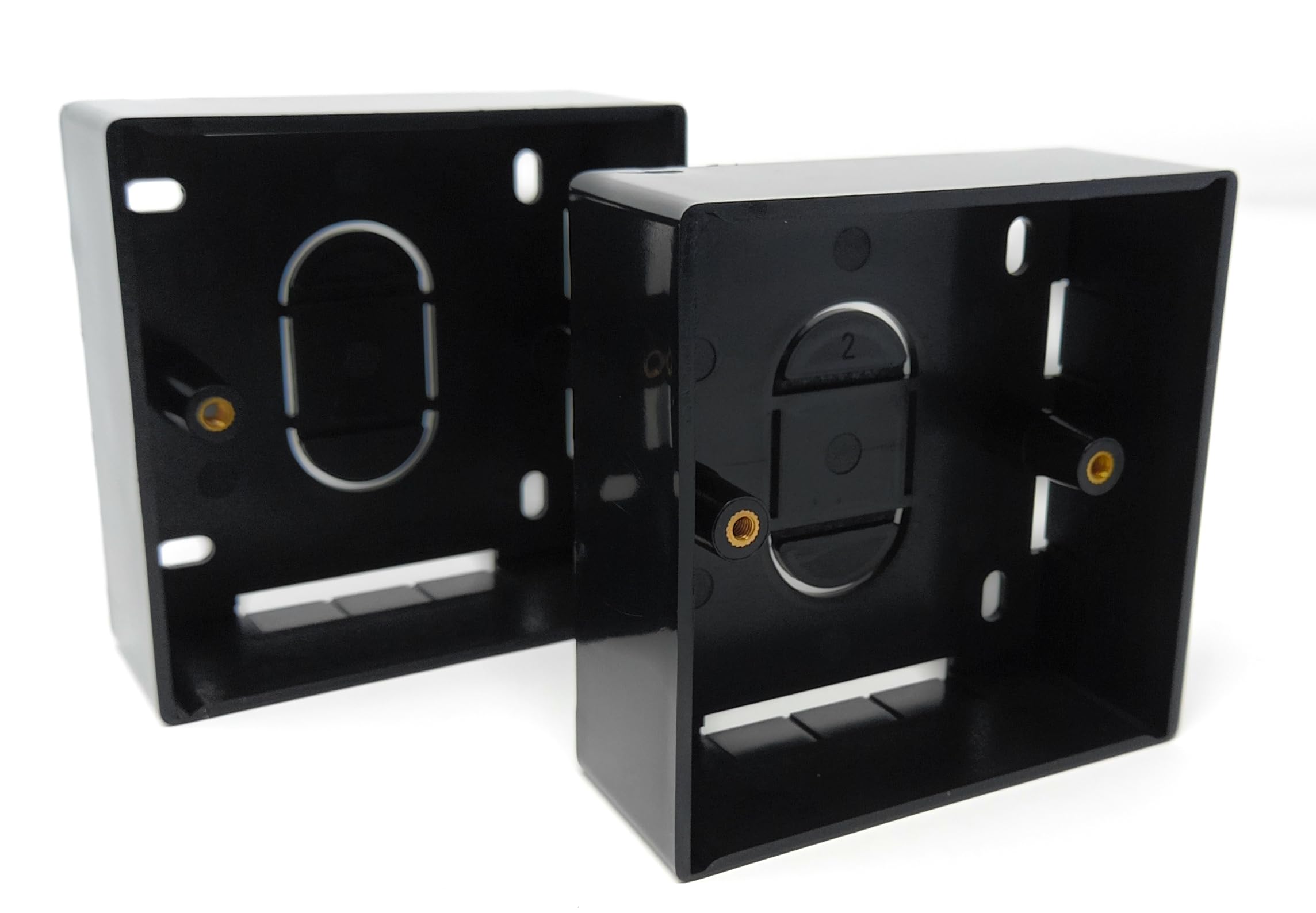 1-Gang Surface Mount Back Box Black Pattress Box 86mm x 86mm x 32mm, Durable Wall-Mounted Electrical & Network Faceplate Housing (2) - Image 4