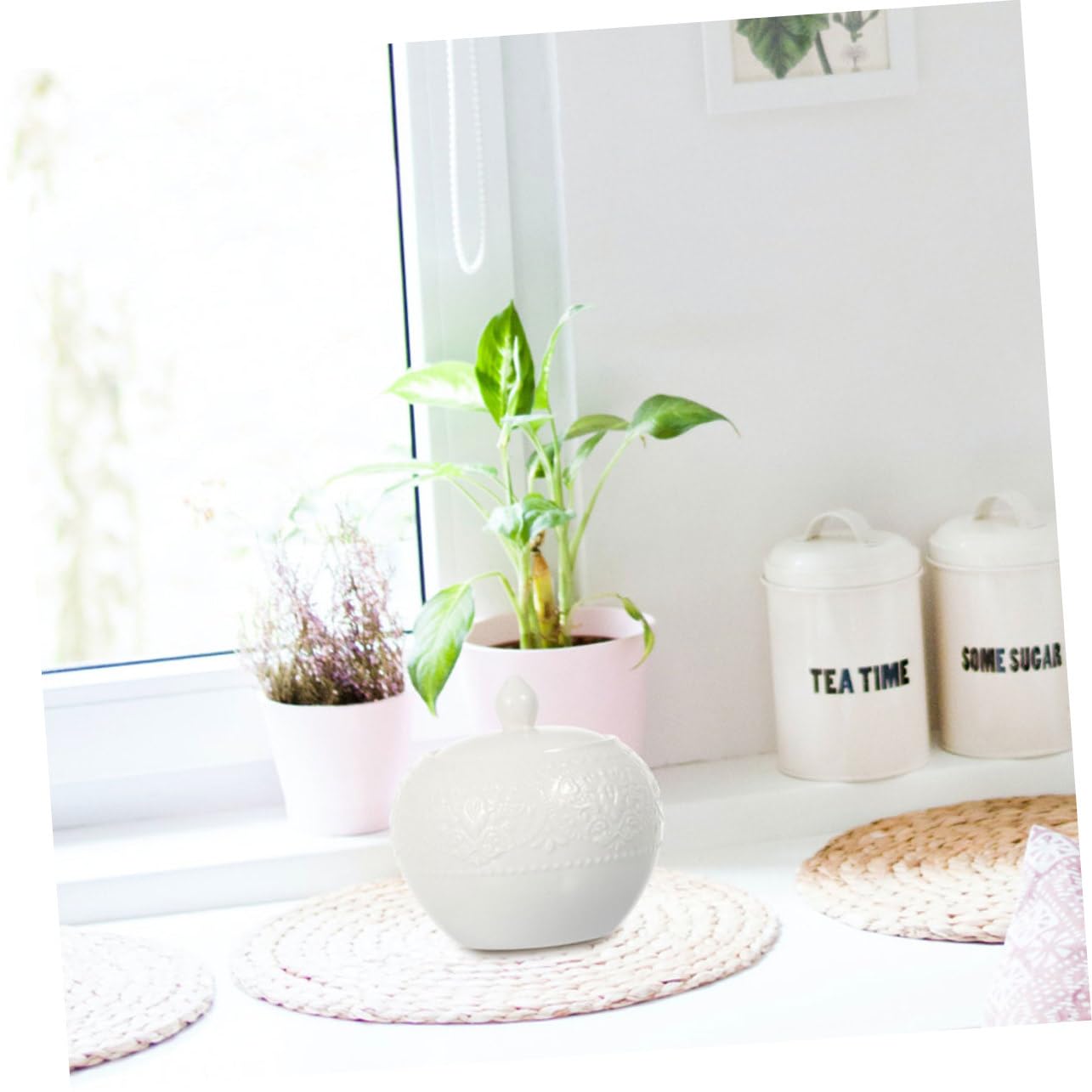 Juego de Azucarero y Jarra de Leche de Cerámica Ecológica Diseño en Relieve, 2 Piezas, Resistente al Calor, Apto para Cocina y Restaurante, Contenedores Versátiles para Café