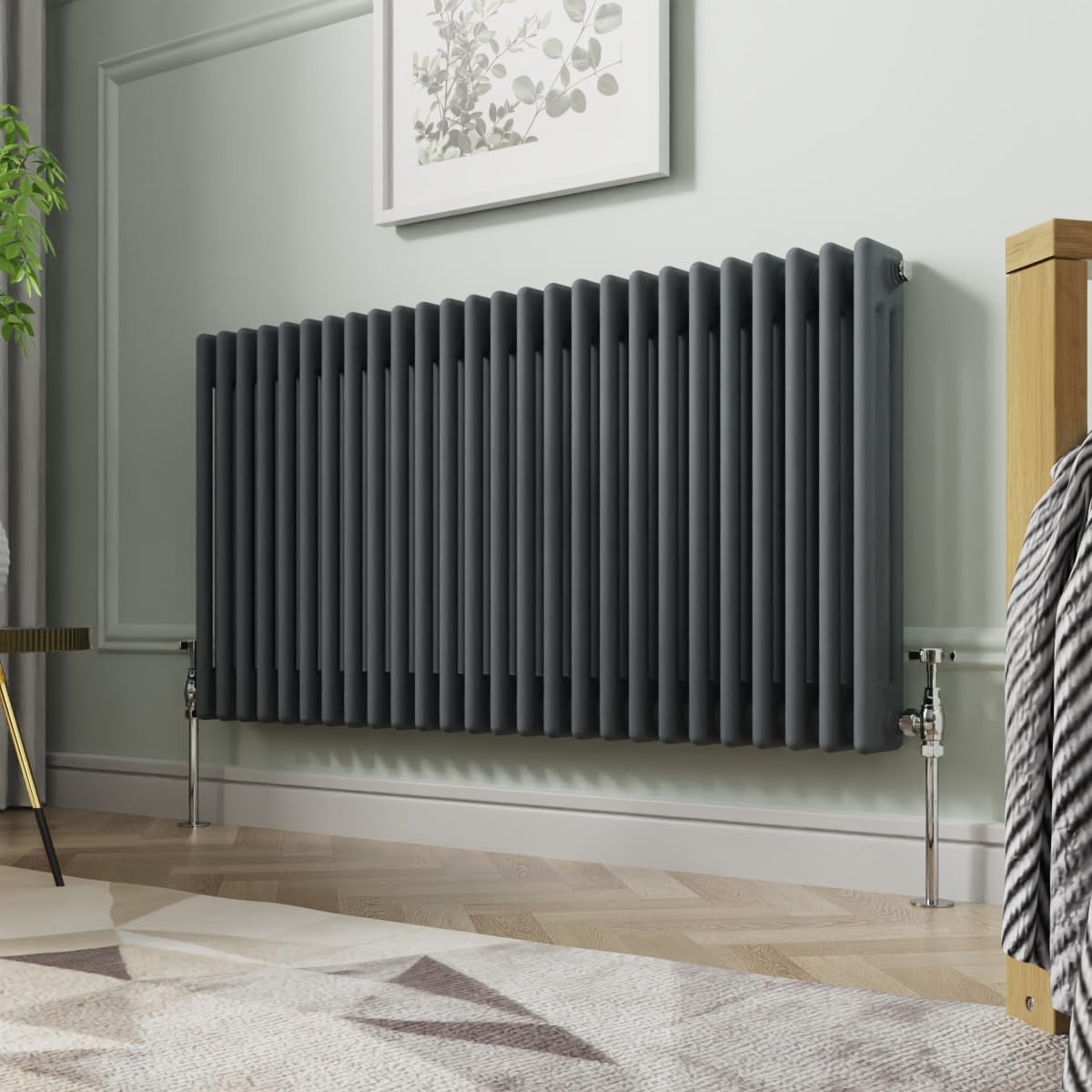 NRG 600 x 1190mm Anthracite Horizontal Cast Iron Radiator Triple Panel