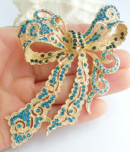 Image of 4.13 inch Rhinestone Crystal Bowknot Brooch Pin Pendant Wedding Prom Jewelry BZ5823