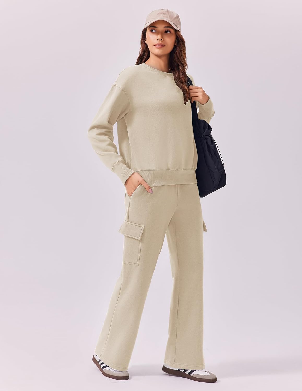 PINSPARK Two Piece Sets for Women Sweatsuit Drawstring Cargo Jogger Sets with 4 Pockets 2025 Airport Outfits Fall Tracksuit - Image 5