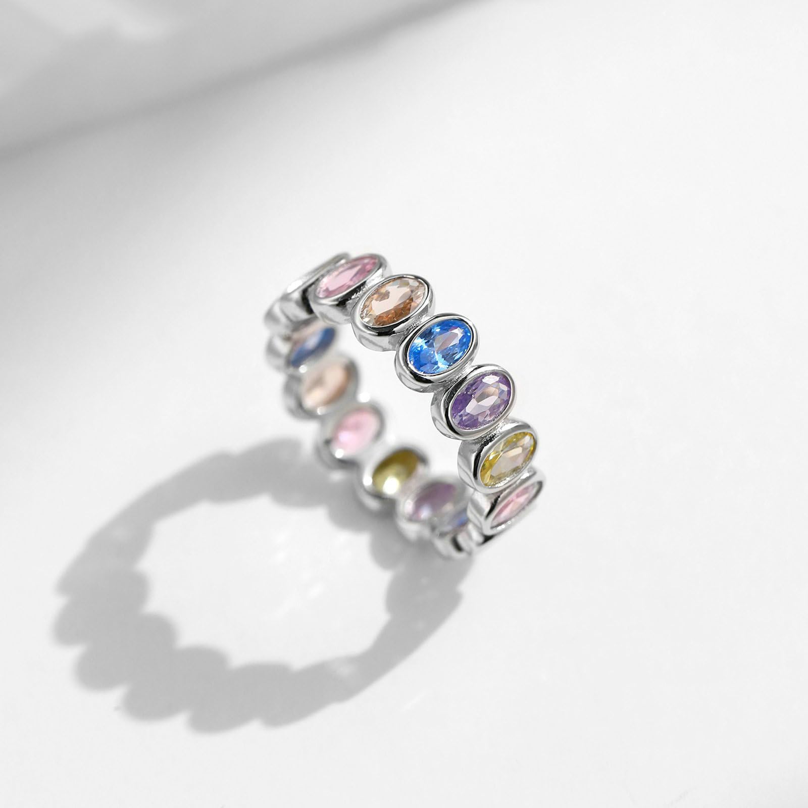 Pierścionki damskie z białego złota 750 18 K, kolorowe owalne, ametyst, topaz, cytryn 0,5 ct, obrączka ślubna, pierścionek ślubny, białe złoto