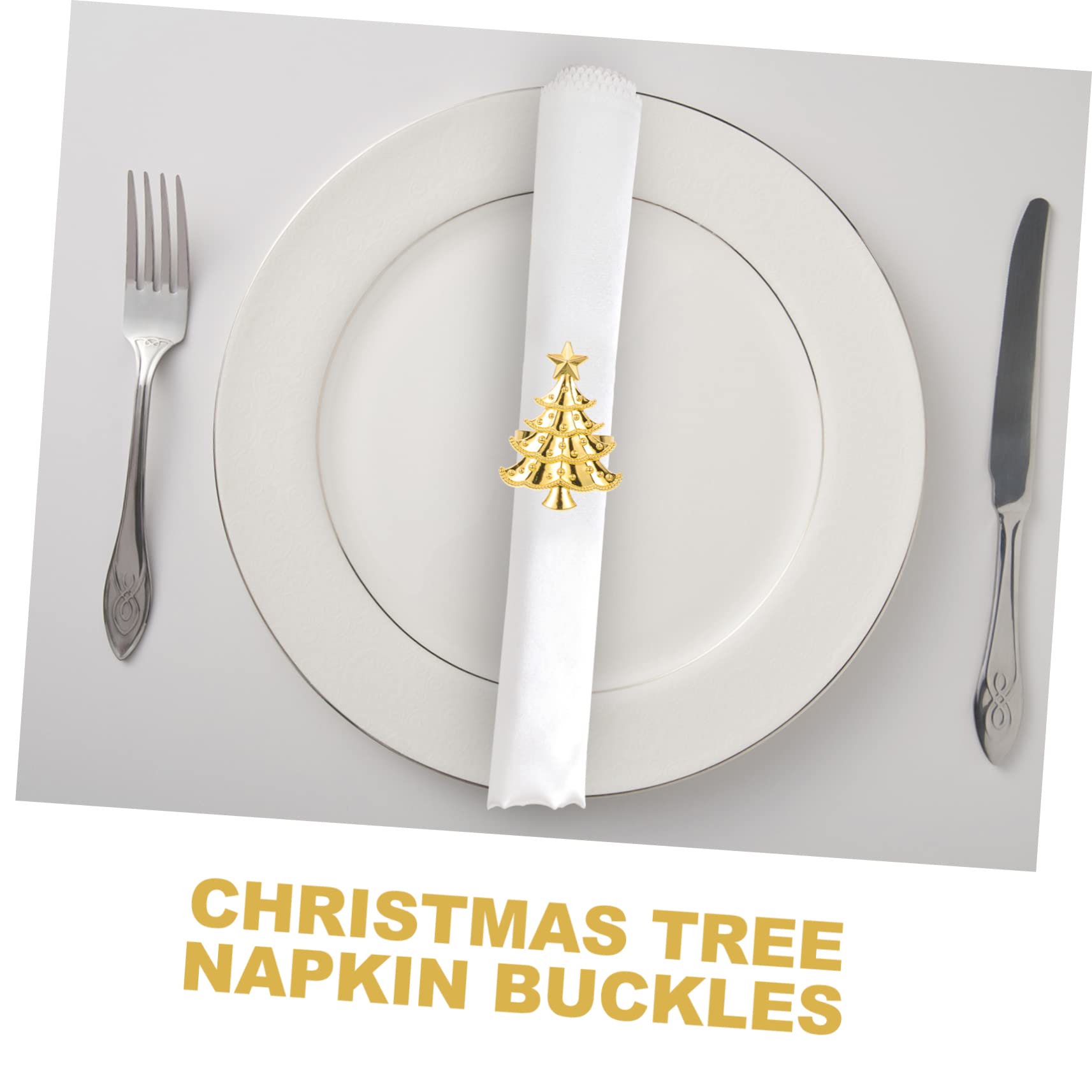 Cabilock 18 Pcs Boucle de Serviette Sapin de Noël Boucles de Serviette de Noël la Bougie de Noël Christmas Tree Xmas Tree Ronds de Serviette délicats décors de fête de Noël