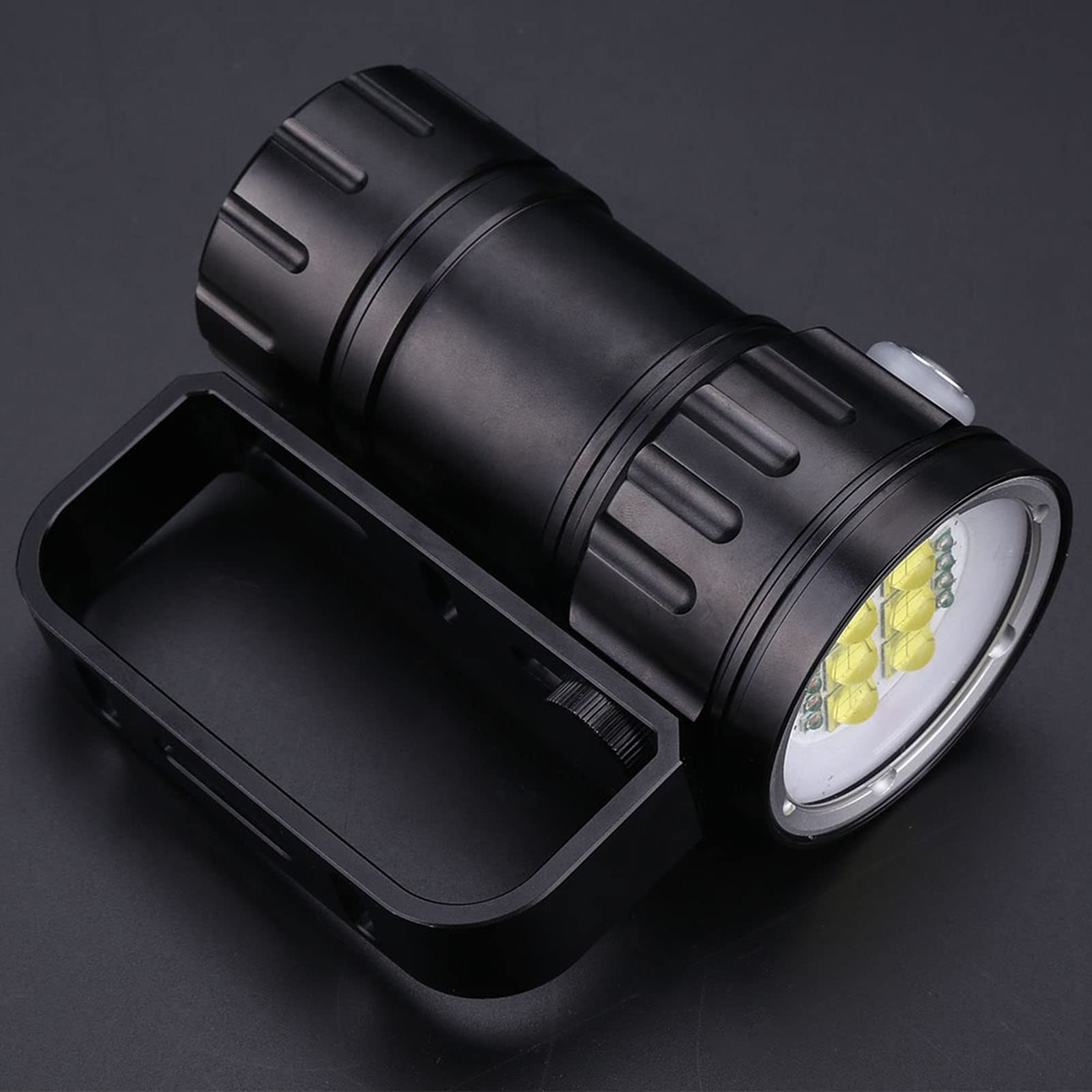 Torcia per fotografia subacquea da 80 m a LED da 3,7 V 28800 Lm con supporto per staffa