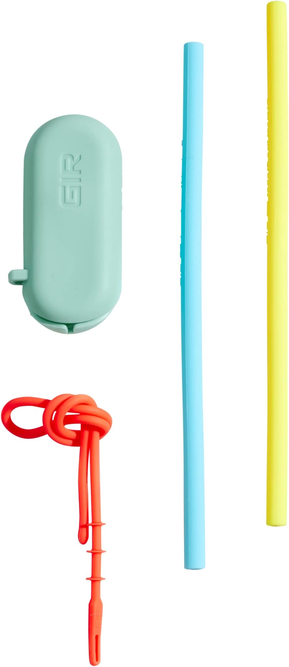 Get It Right Reusable Silicone Straws with Travel Case and Cleaning Wand, Eco-Friendly Drinking Straws for Hot and Cold Beverages, 2-Pack (Sunny)