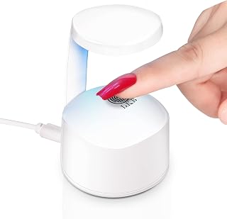 LKE Mini UV Light for Gel Nails, Curing Lamps Gel Nail Polish UV Light Fast Curing UV LED Nail Lamp Nail Dryer Portable USB Cute Single Finger Nail UV Light for Travel and Home DIY S6 White