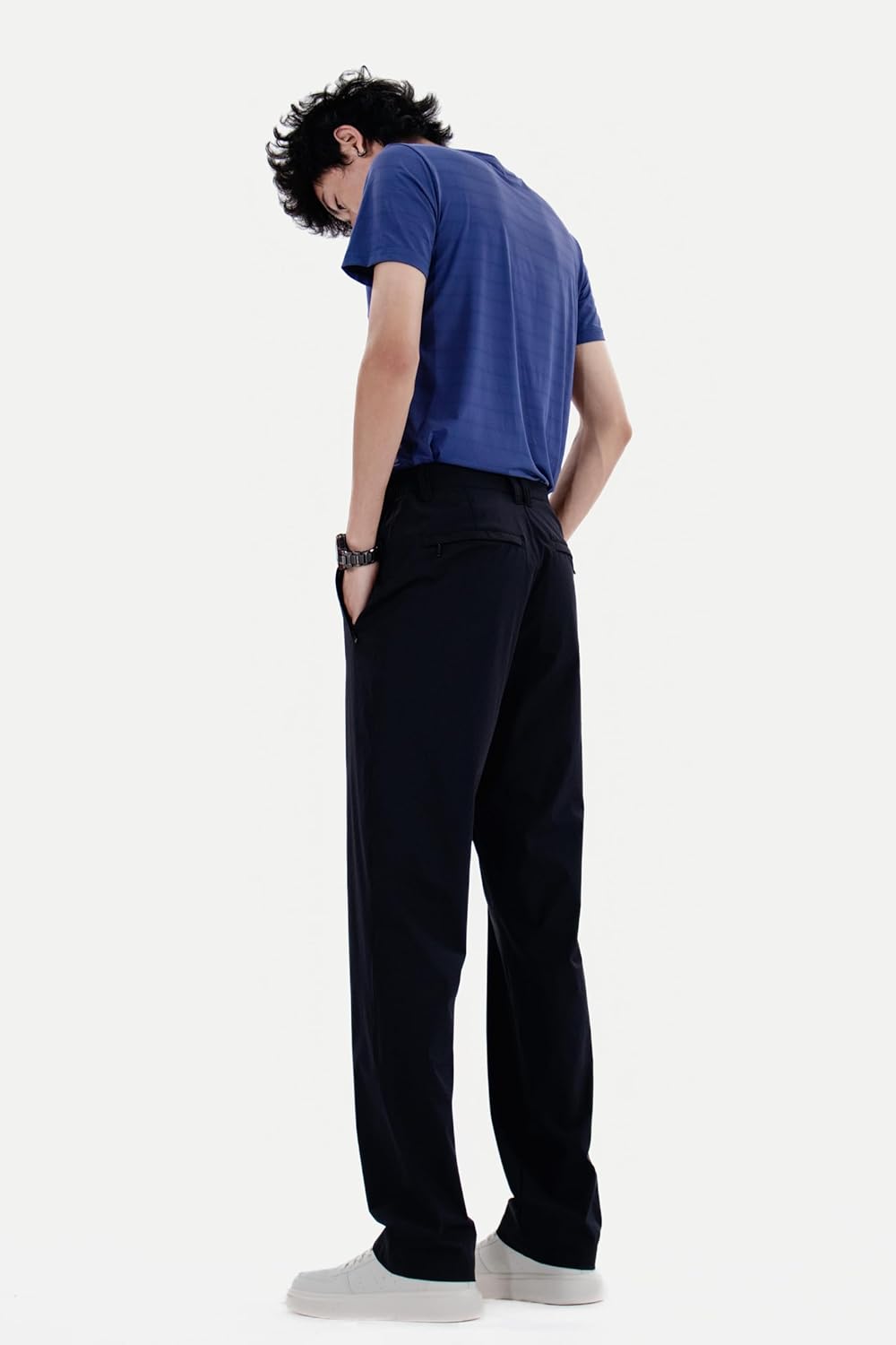 Men's High Stretch Dress Pants, Lightweight Quick Dry Casual Work Pants with Pockets, for, Golf, Daily Wear