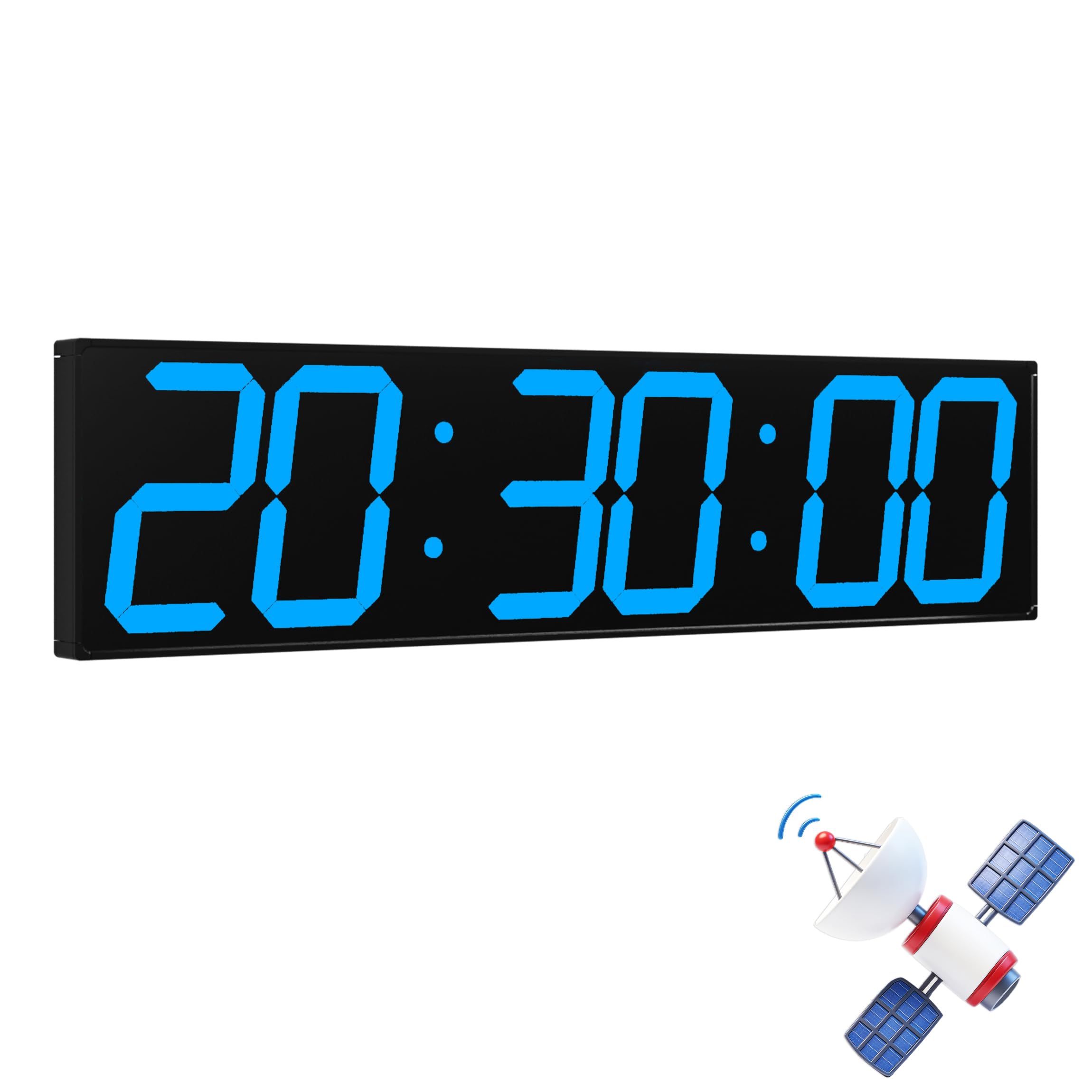 CHKOSDA XXL Große LED Digitale Wanduhr 70cm mit GPS Zeitsynchronisation | Ohne WLAN. 50m Lesbarkeit, Fernbedienung, 8-stufige Helligkeit, Timer, Netzbetrieb für Büro, Fitnessstudio & Schule. Eisblau