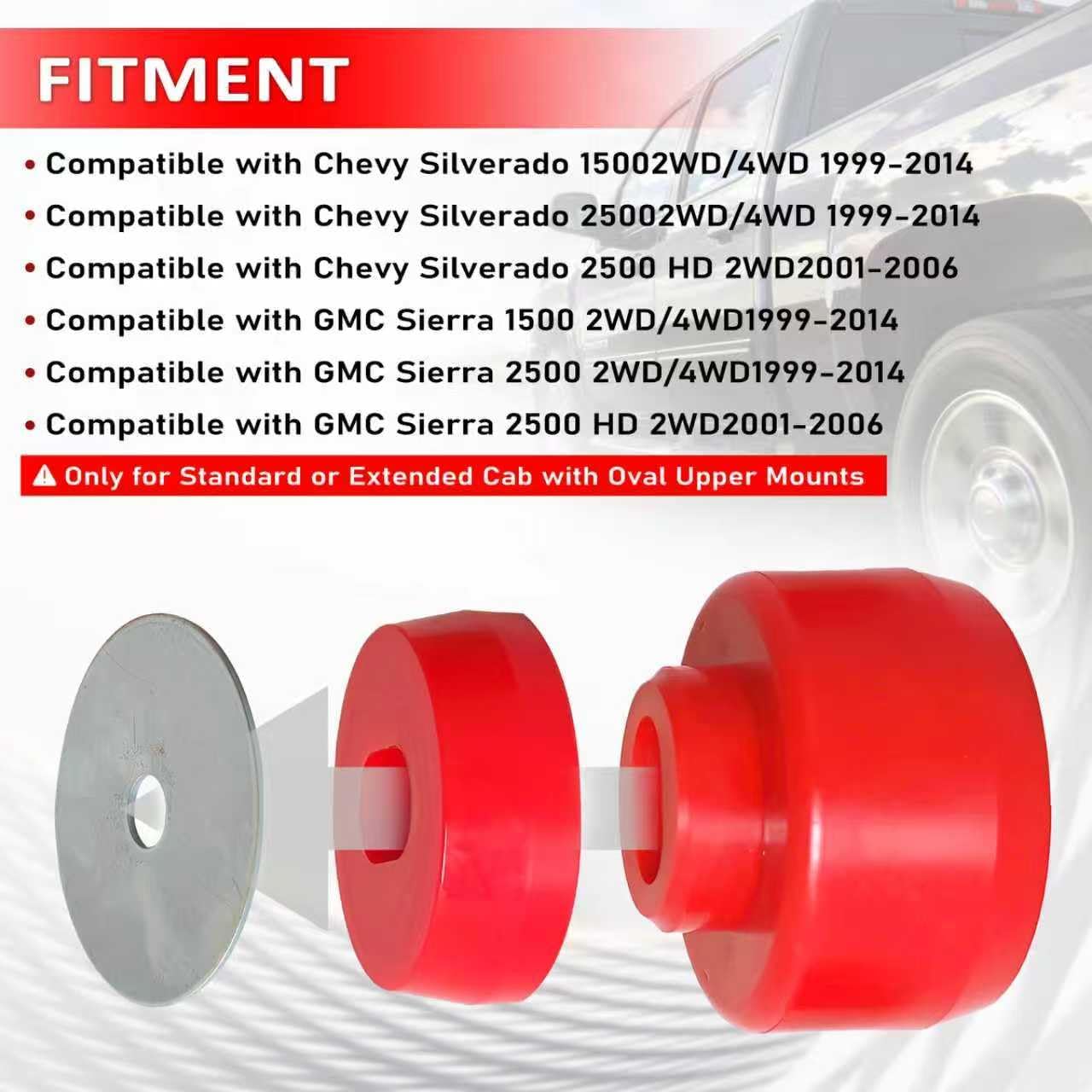 7-141 Body and Cab Mount Bushing Kit for Chevy Silverado & GMC Sierra 1500/2500 2WD/4WD 1999-2014 Body Cab Mounts with Cushion Bolts Replaces 11516868 15704260 (Red 24PCS)