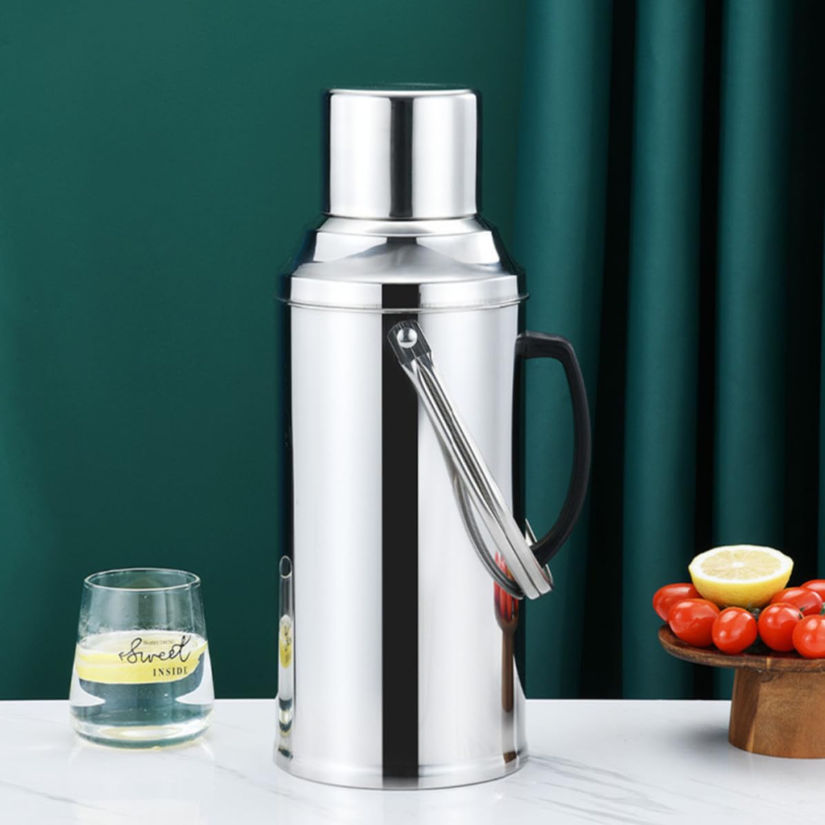 Borraccia Termica in Acciaio Inossidabile da 3,2l Isolamento Sottovuoto, Design Semplice e Capacità Grande per Mantenere Temperatura Bevande Fredde e Calde