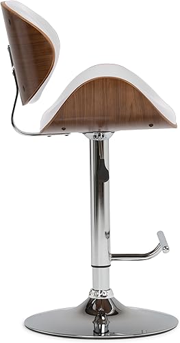Miniatura 8 de SIMPLIHOME Marana - Taburete de bar giratorio ajustable – Silla tapizada de metal de 33 pulgadas de altura de asiento en piel sintética vegana