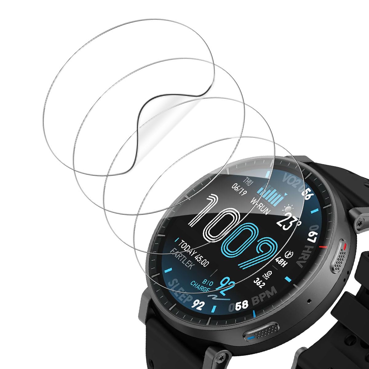 4 Piezas Protector de Pantalla para Amazfit Active Max Protectora Película, Suave HD Transparente TPU láminas, Anti-Arañazos, Sin Burbujas