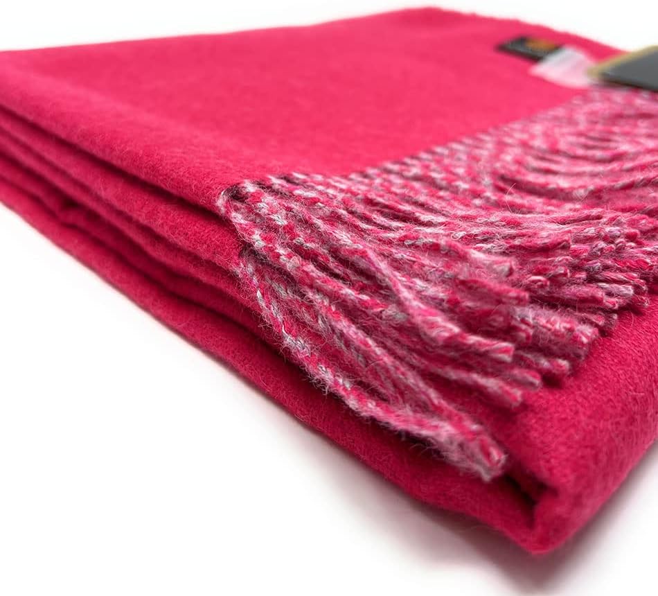 Alpaca Home | 100% Baby Alpaca Wool Sofa Throw Blanket - Two Sided, Hypoallergenic & Dye Free - Perfect for Snuggling (Pink Lotus/Granite)