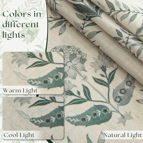 Image of Sage Green Floral Curtains 84 Inches Long for Living Room 2 Panels set