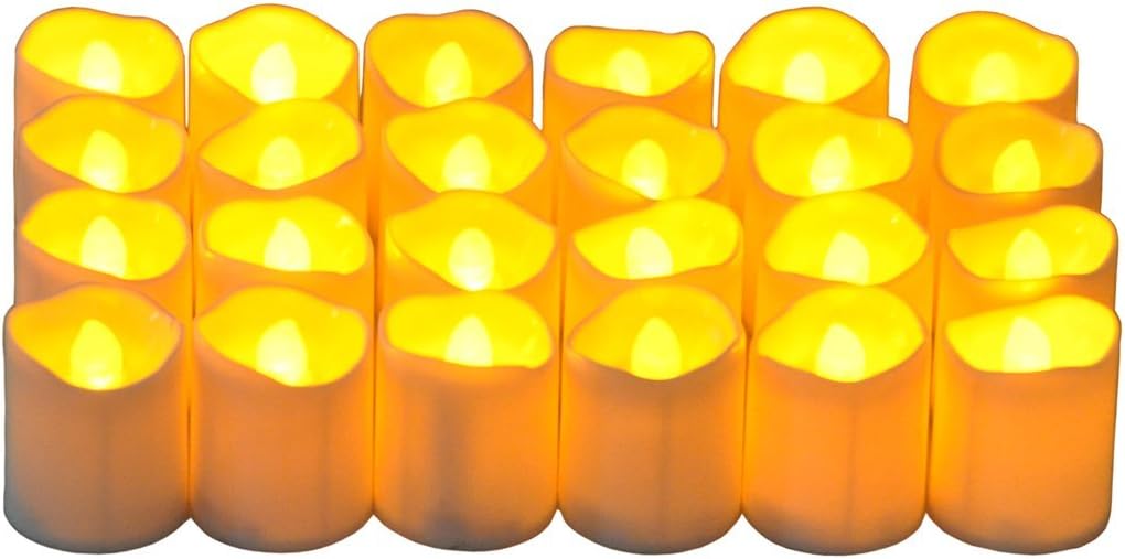 Seekingtag LED Candles Set of 24,Battery Operated Flameless Tealight Candles for Wedding Party Decoration - 1.5" x 1.65" Yellow Flicering Flame LED Candles