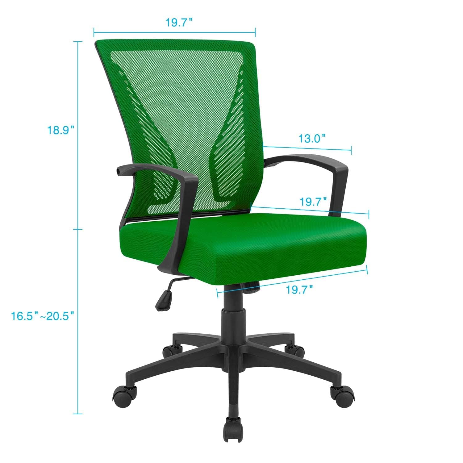 Furmax Office Chair Ergonomic Computer Desk Mesh Chair Mid Back Swivel Lumbar Support with Armrest (1, Black): 2 Green