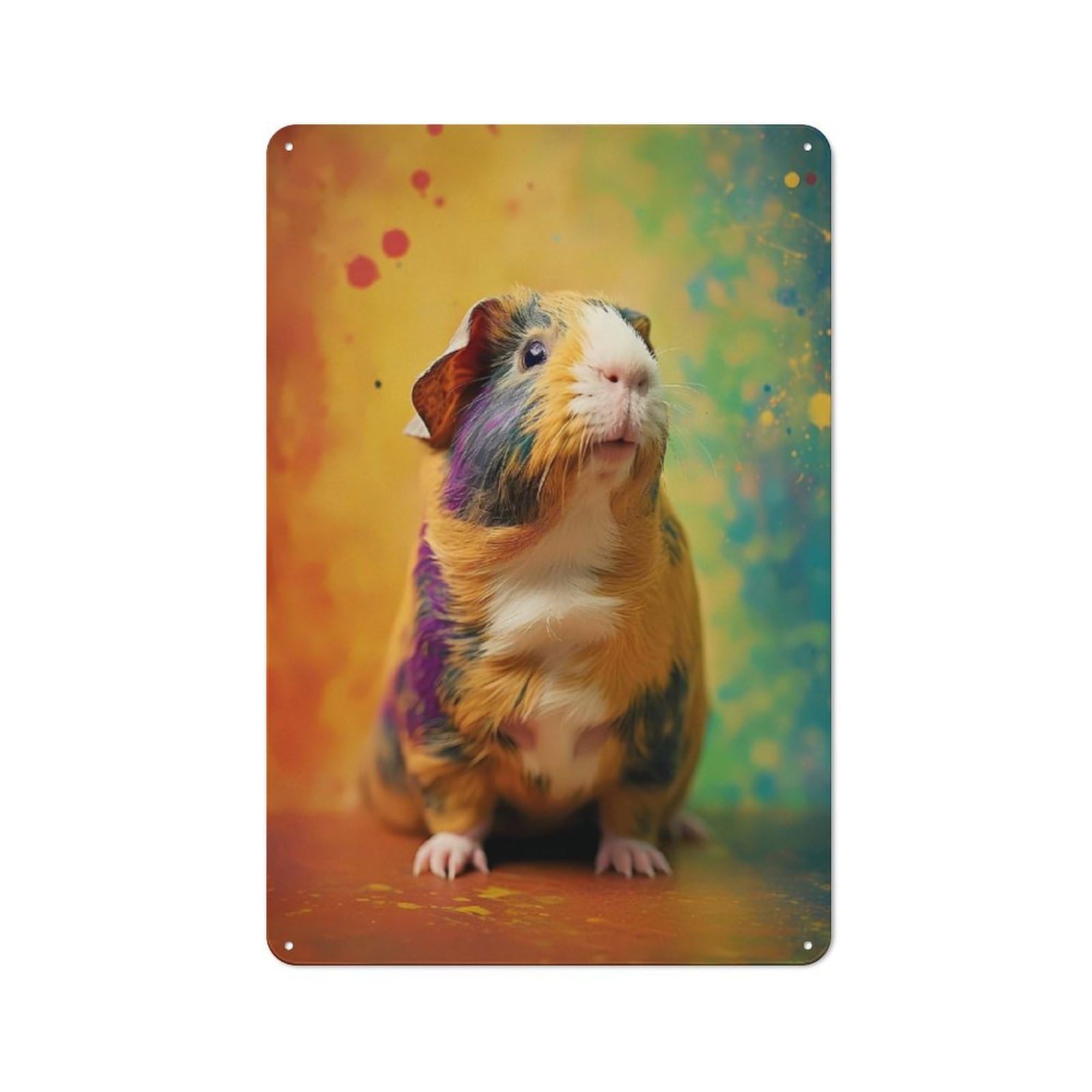 Guinea Pig Animals Country Vintage Metal Wall Decor 30x20cm, Decorative Tin Sign for Cottage, Kitchen, Hallway Or Breakfast Nook