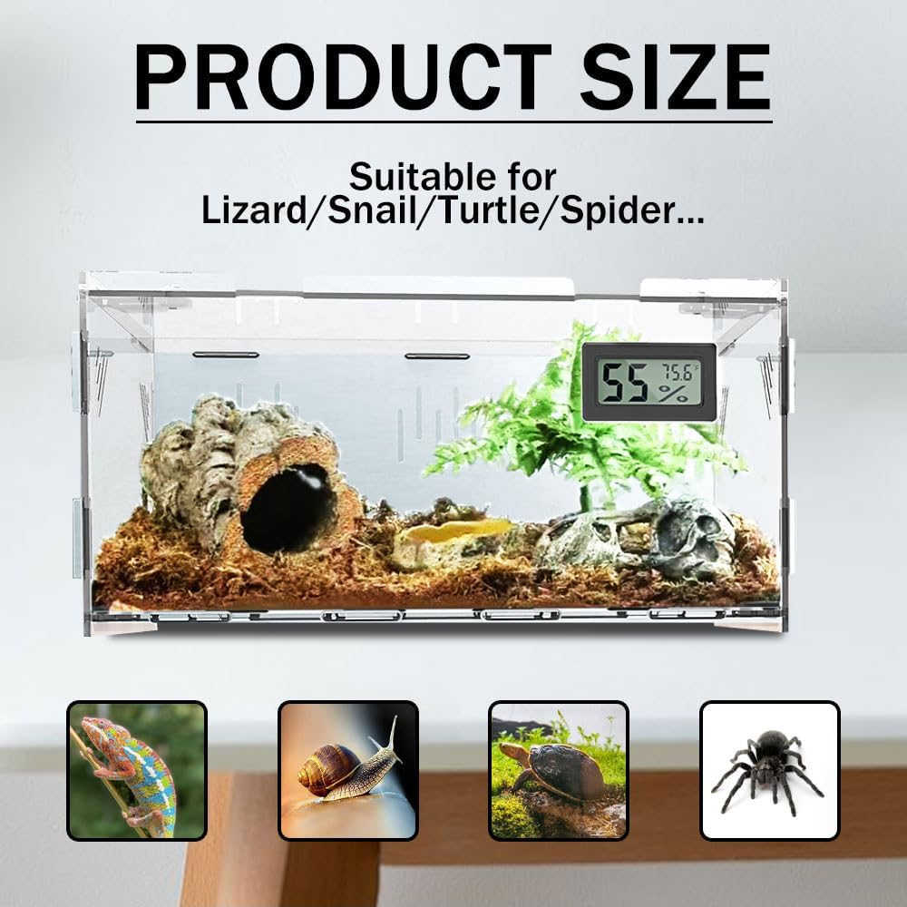 Tanque de reptiles, terrarios de reptiles, caja de cría de reptiles acrílicos, tanque de jaula de terrario para pequeños insectos reptiles en casa y oficina (grande)