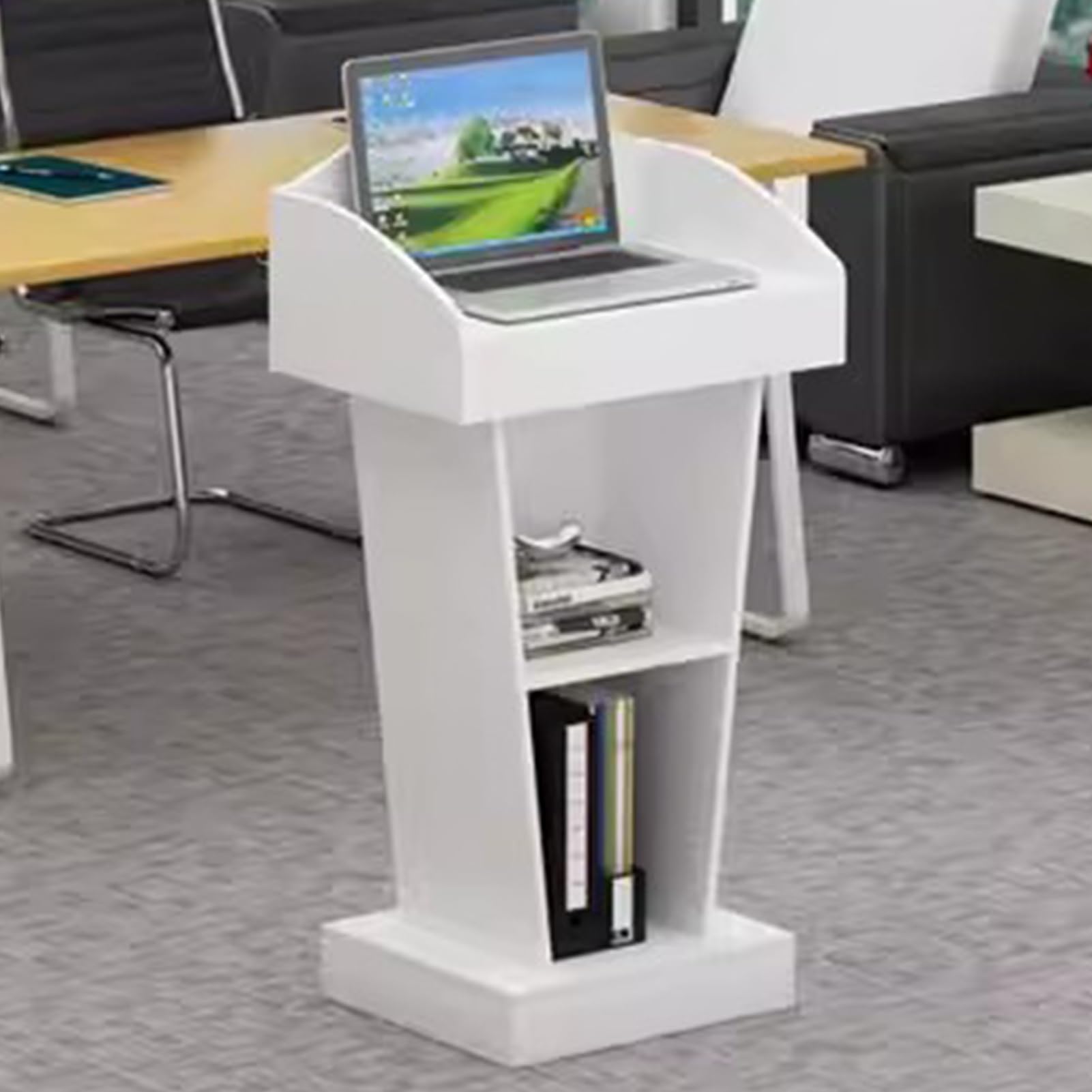 Podium portable pour bureau et salle de conférence, support de haut-parleur réglable en hauteur, affichage de réception, pupitre d'église blanche, parfait pour les événements et les présentations