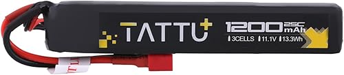 Miniatura 7 de Tattu Batería LiPo Airsoft Stick de 11.1V con conector T, paquete de batería 3S 1200mAh 25C para pistola de Airsoft