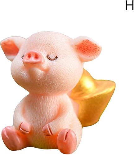 Miniatura 2 de Walbest Miniatura de jardín|Decoraciones de Pascua de boda | Adornos de patio | Lindo dinero de resina de cerdo de la suerte estatua DIY adorno de