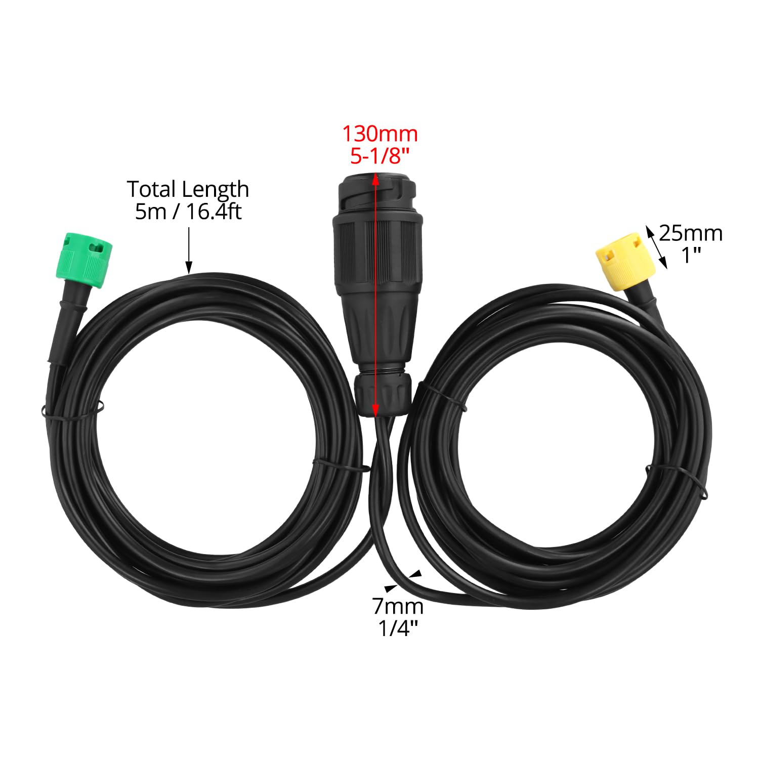 QWORK® Set di Cavi da 5 Metri per rimorchi, da Spina a 13 Pin a 2 Spine a 5 Pin, per luci Posteriori di Illuminazione del rimorchio
