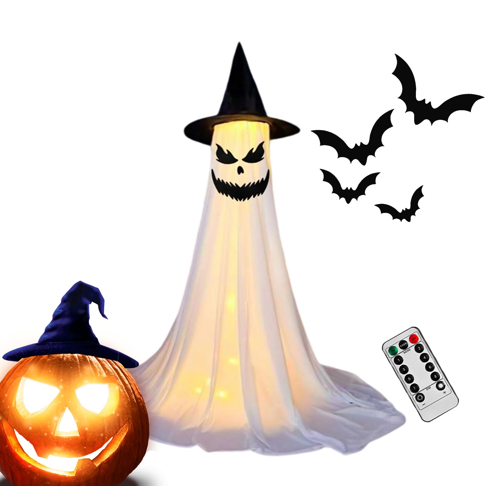 Fantôme d'extérieur pour porche et jardin : déco Halloween Teksome LED