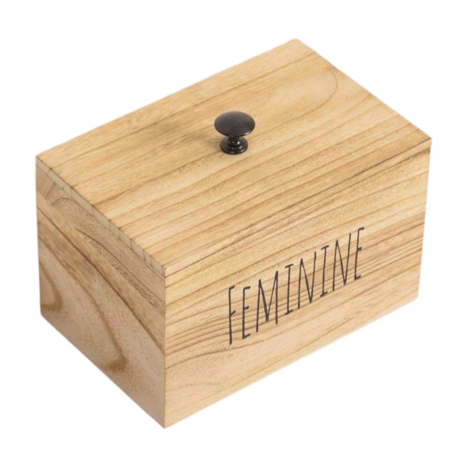 Boîte de rangement dosettes de lessive en bois avec distributeur lingettes