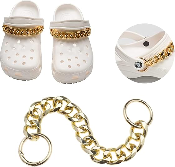 PH PandaHall 4pcs chaîne à Chaussures en Métal Double Chaîne Chaîne de Démarrage Chaîne Punk avec Pendentifs Soleil Lune Chaîne de Bijoux pour Décor de Sac à Chaussures Décontracté, Or/Platine