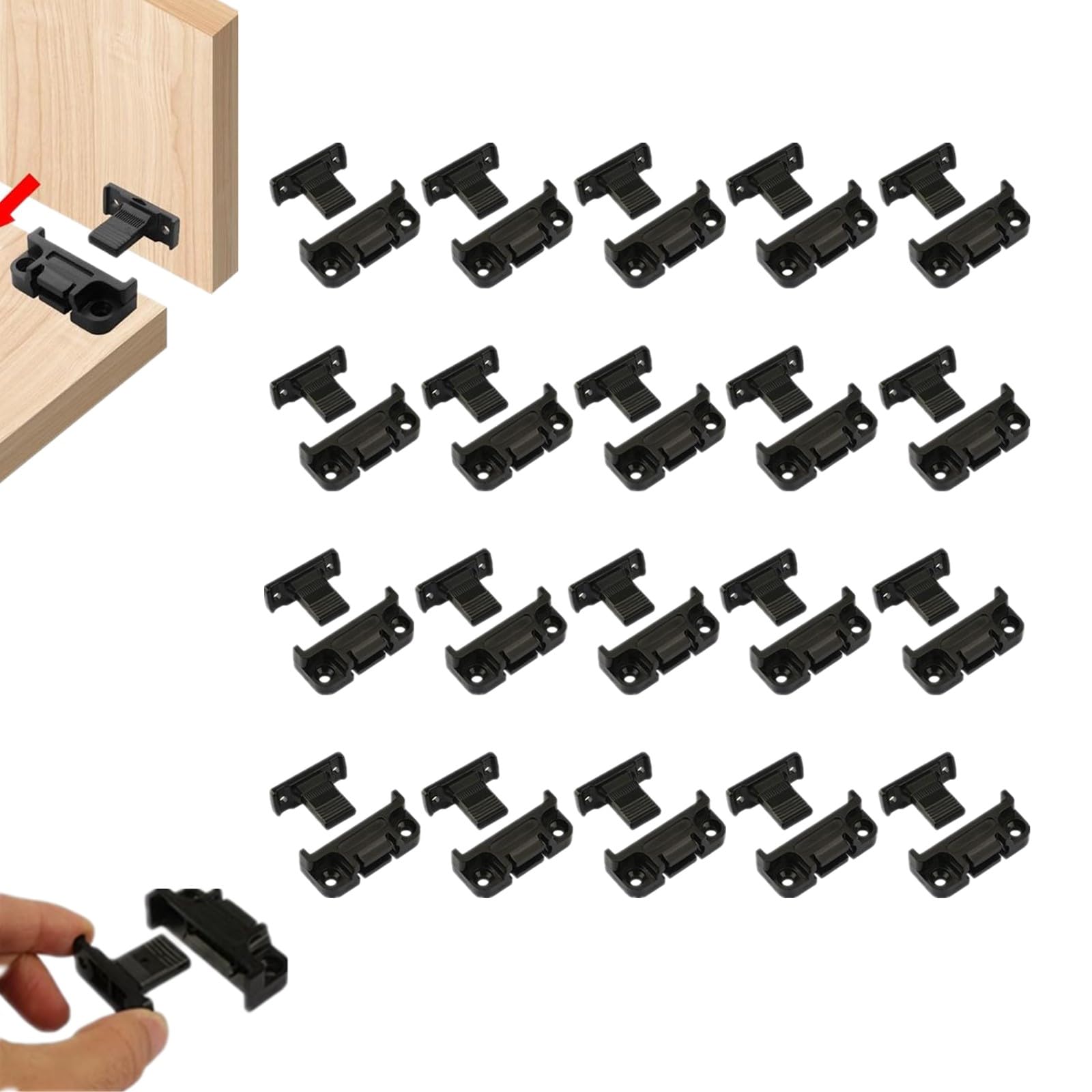 Adjustable Plastic Fixed Matched Hardware, Quick Release Roman Column Connectors, Snap in Quick Release Wall Panel Fastener Fixing Clips, Furniture Joint Bracket for DIY Cabinet Wardrobe (20set)