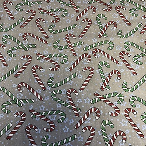 Tissu polycoton de Noël sucre d'orge gris 5m pour confectionner votre décoration de table
