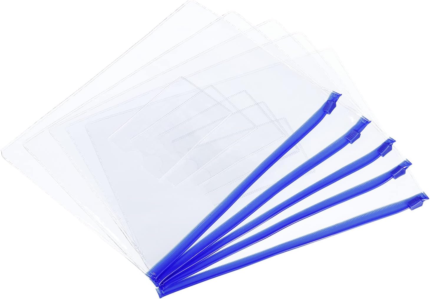 YOKIVE 10 Pack Zipper File Bags, A5 Clear Files Envelope