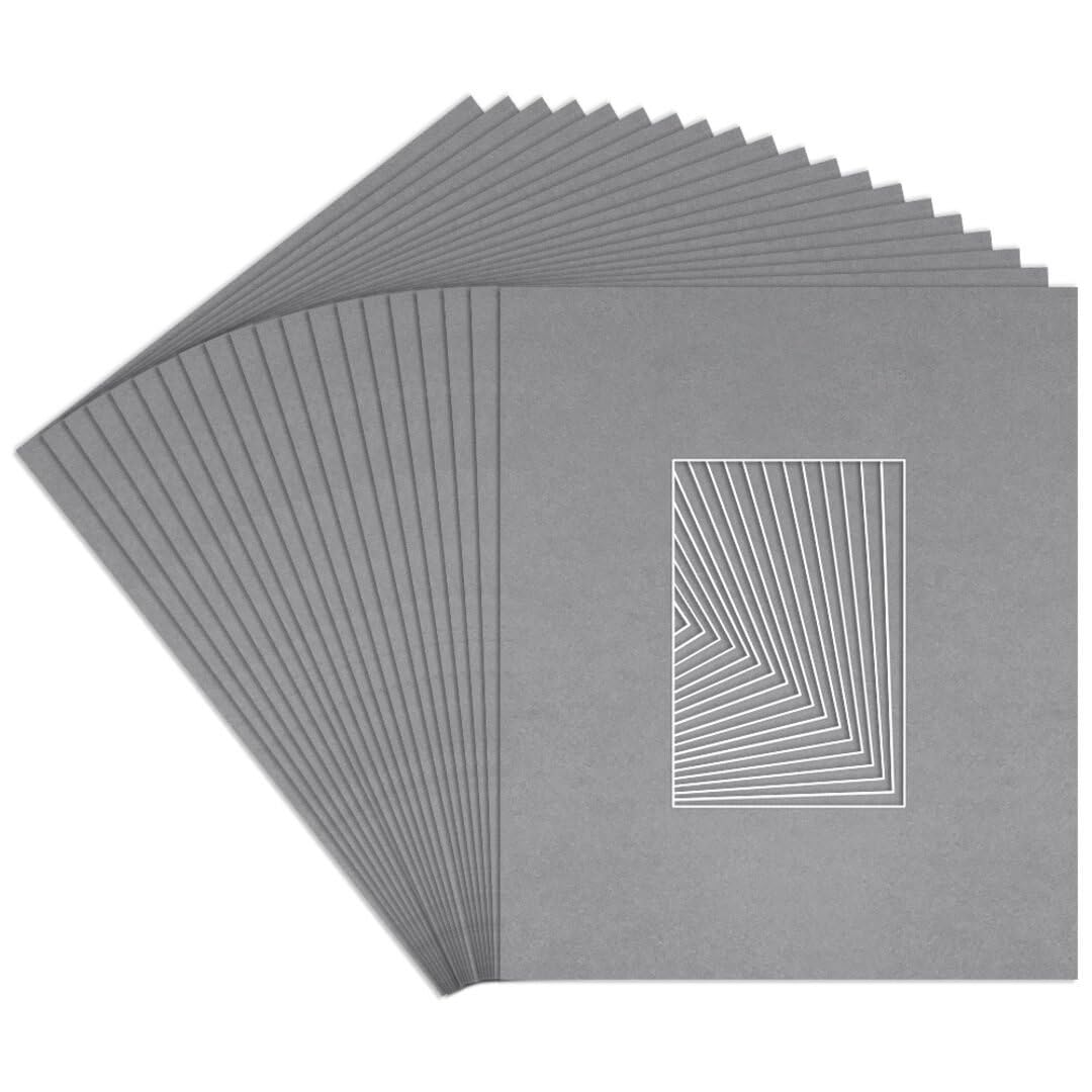 Procut Global 12x10" Mid Grey Picture Mounts to Fit 6x4" Aperture - Precision Cut Cardboard Photo Mount - Ideal for Frames, Prints, Artwork & Certificates - Sizes & Colours Available - 20 Pack — image 1