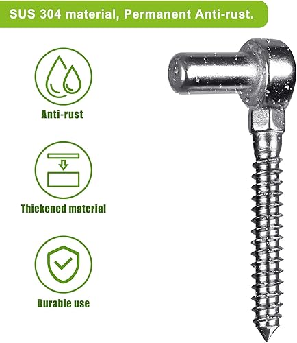 Miniatura 10 de Bisagras de puerta de acero inoxidable 304 con gancho de tornillo y bisagras de puerta de ojo para montar puertas o cercas de madera, moldeo de una