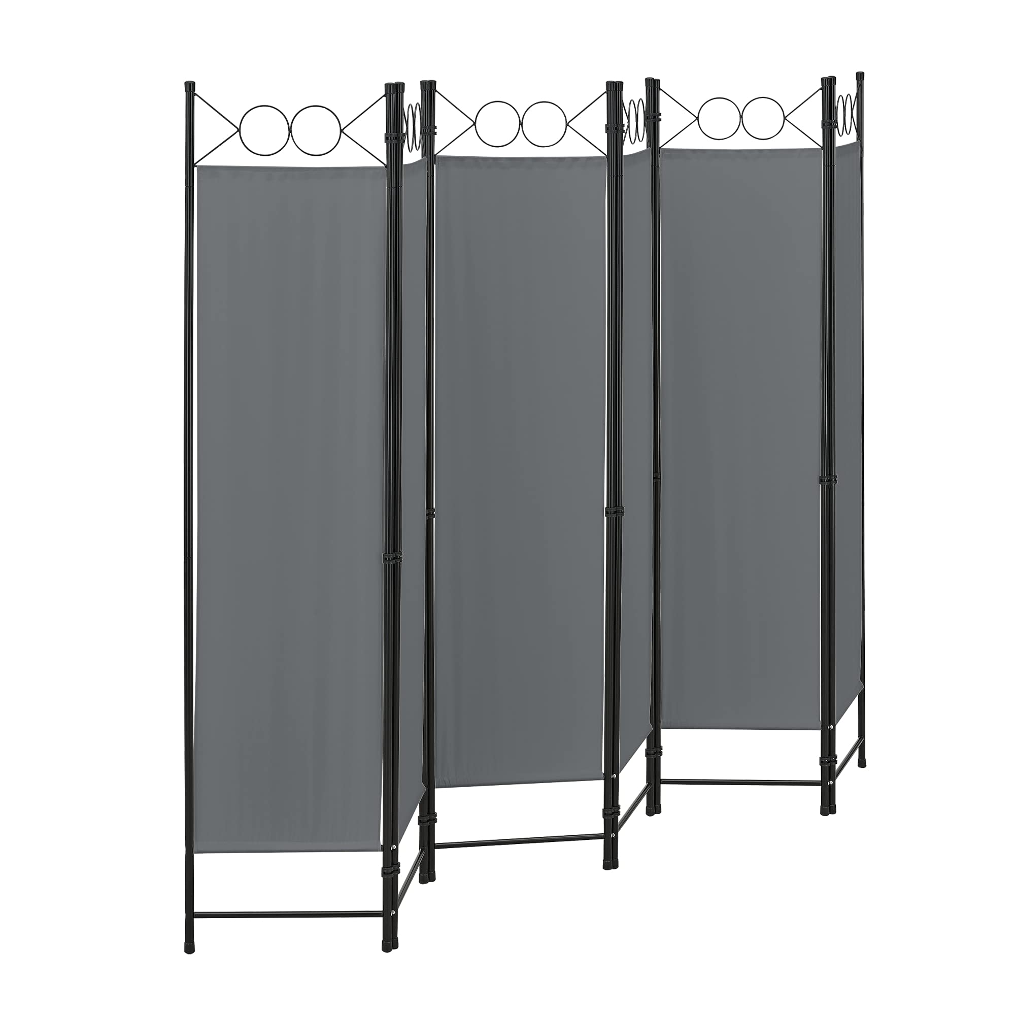 Paravent de Confidentialité à 6 Panneaux Séparateur de Pièce Élégant Brise-Vue pour Intérieur Extérieur Acier Polyester 171 x 240 cm Gris Foncé