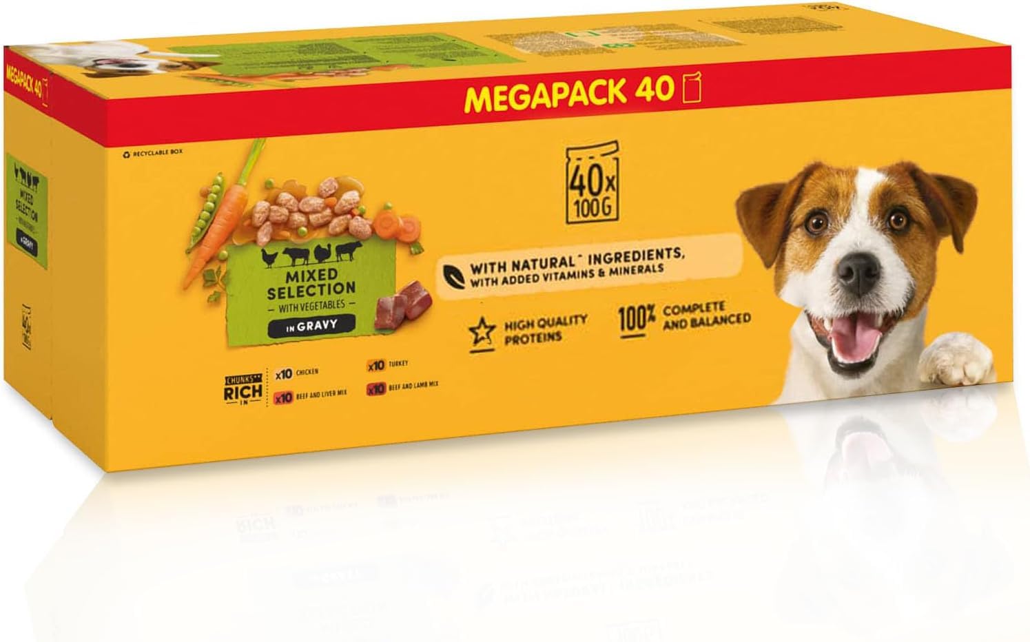 Adult Wet Dog Food Pouches - 40 x 100 g - Mixed Selection in Gravy - Dog Food Wet Bulk Pack