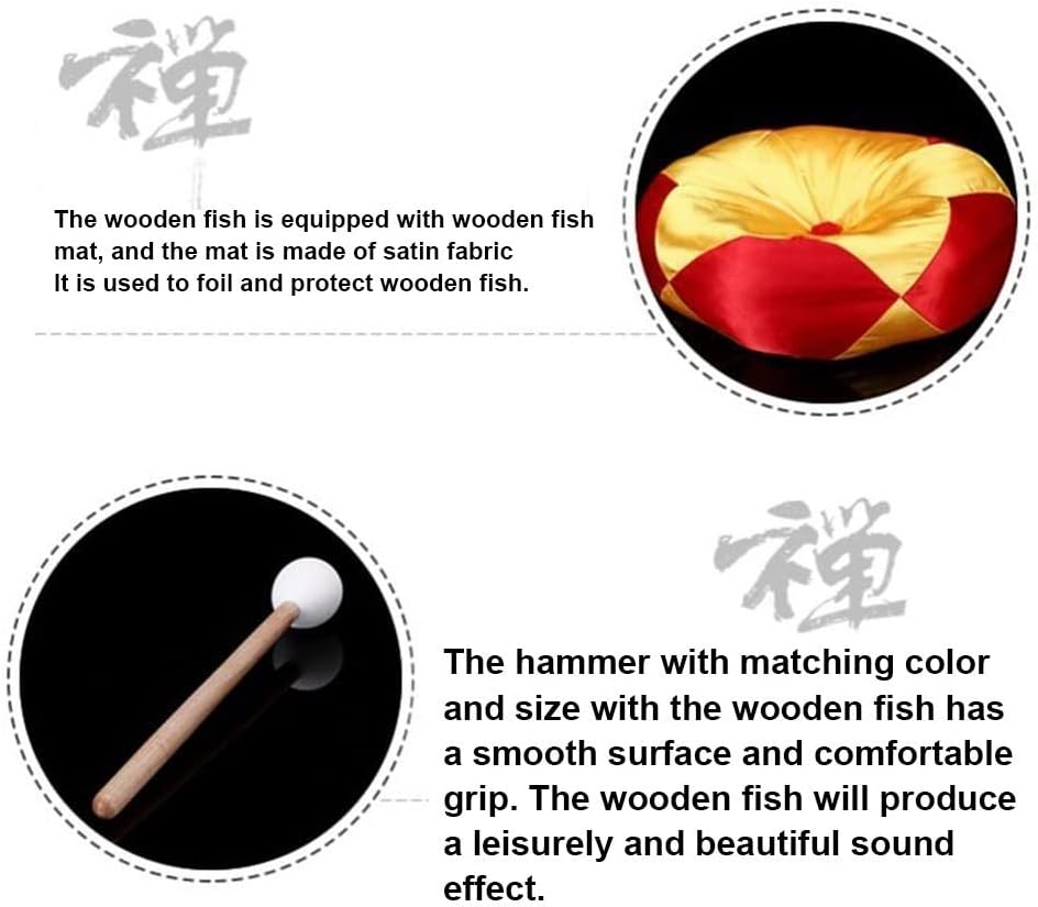 Wooden Fish, Buddhist Percussion Instruments Monk Decoration, Monastery Fish Carved Wooden Fish, Home Office Decoration(7in)