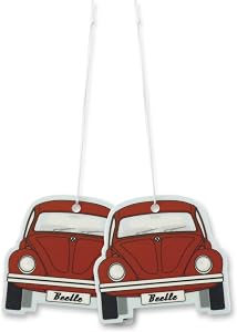 BRISA VW Collection - Volkswagen Air Freshener, Room Freshener, Deodorizer for Cars Beetle Motif (Red/Melon/Set of 2)