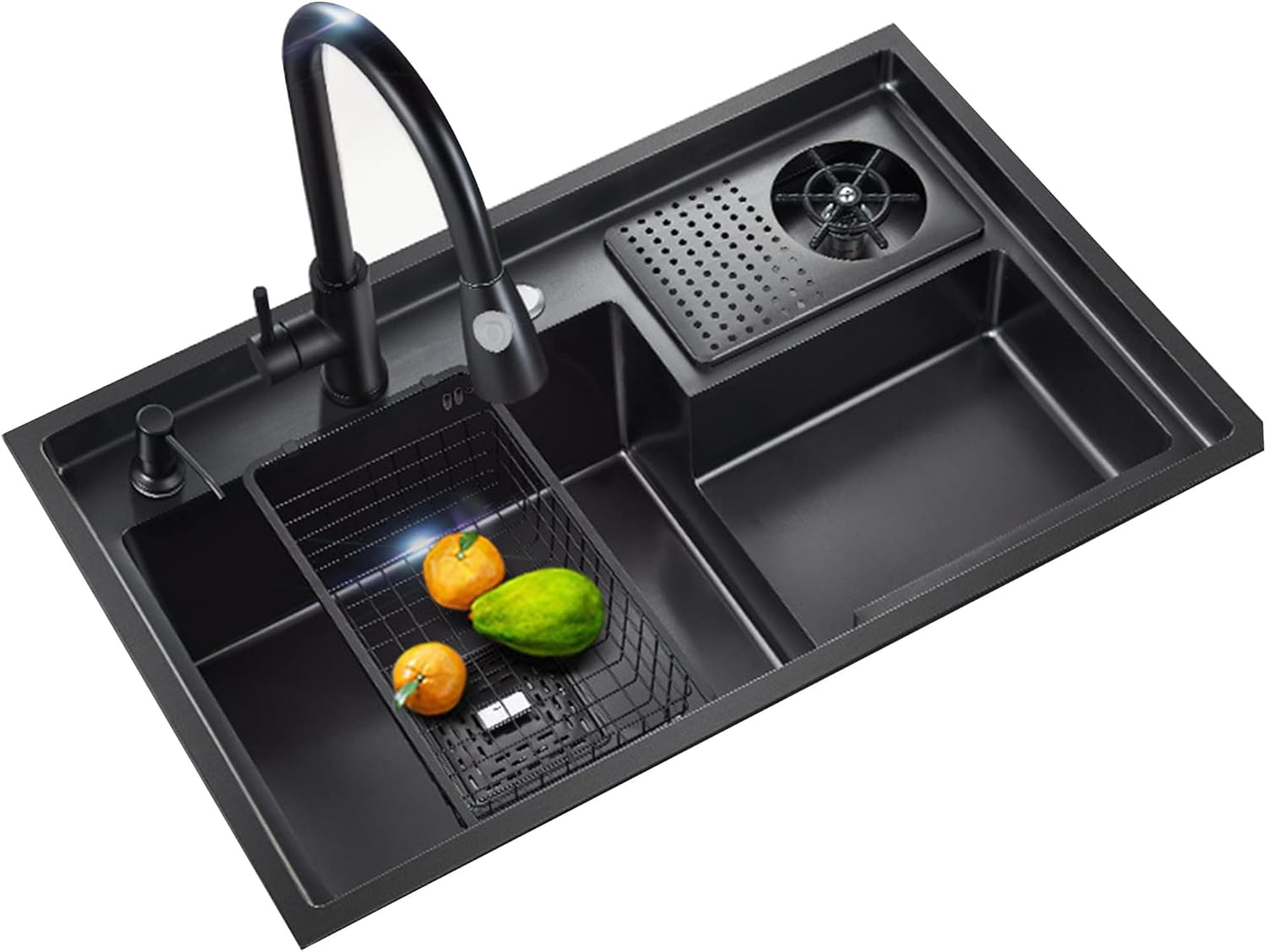 Black Kitchen sink single bowl Undermount Stainless Steel Modern