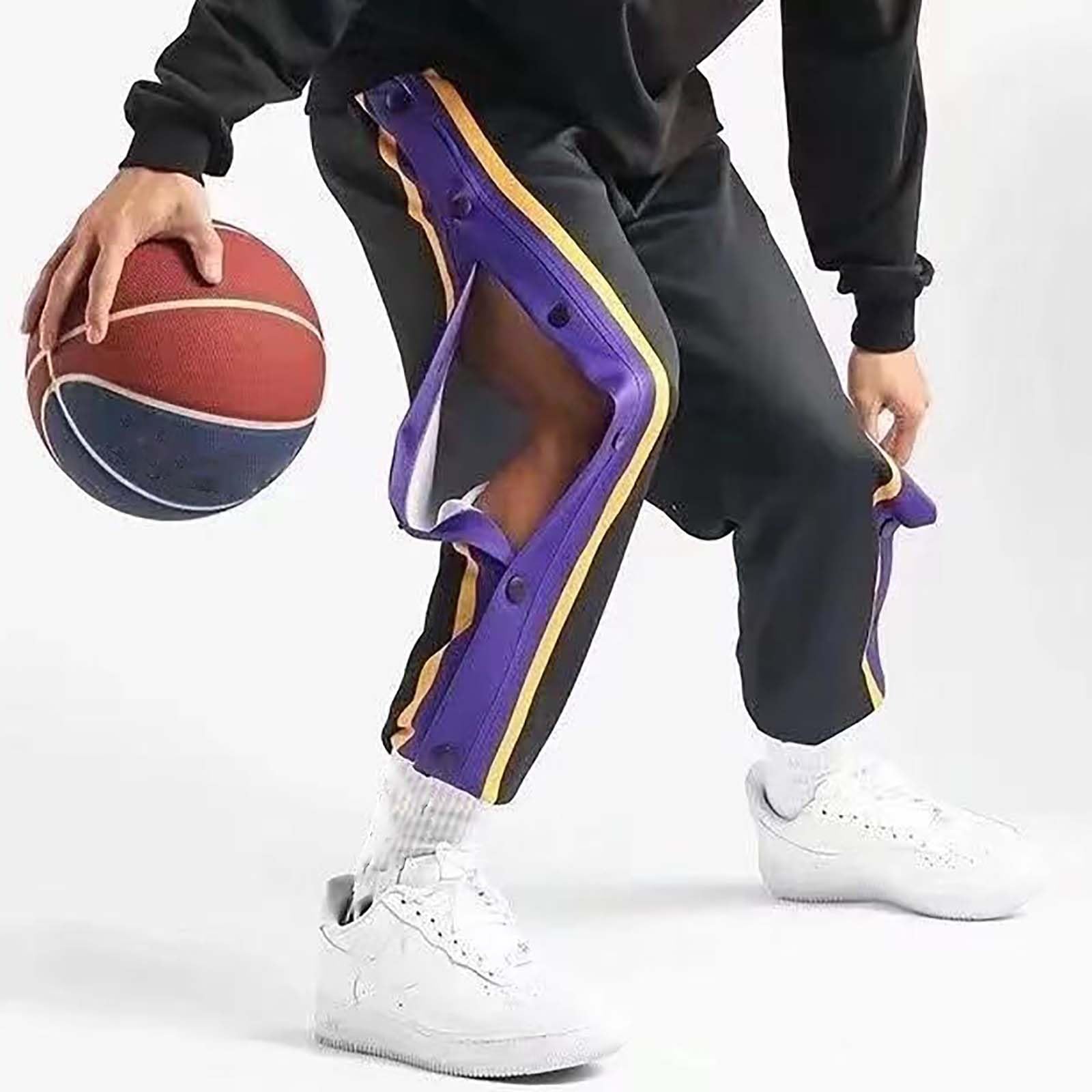 Pantaloni da riabilitazione da uomo, pantaloni da jogging, da basket, per il tempo libero, pantaloni da allenamento Y2K, con apertura laterale e bottoni