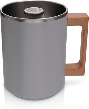 HASTINGS Pour Over Coffee Dripper - Stainless Steel Pour Over Coffee Filter, Metal Paperless Reusable Double Mesh Cone Filter with Wood Handle - Coffee Maker for Single Cup Brew up to 68 OZ Grey