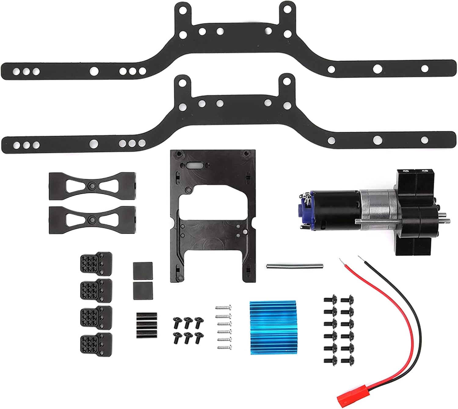 RiToEasysports RC Car Motor Frame Set, Metal Frame Girder with Motor Vehicle Bodies & Scale Accessories for MN90 MN90K MN91 MN91K MN45 MN45K MN99 MN99S (Black