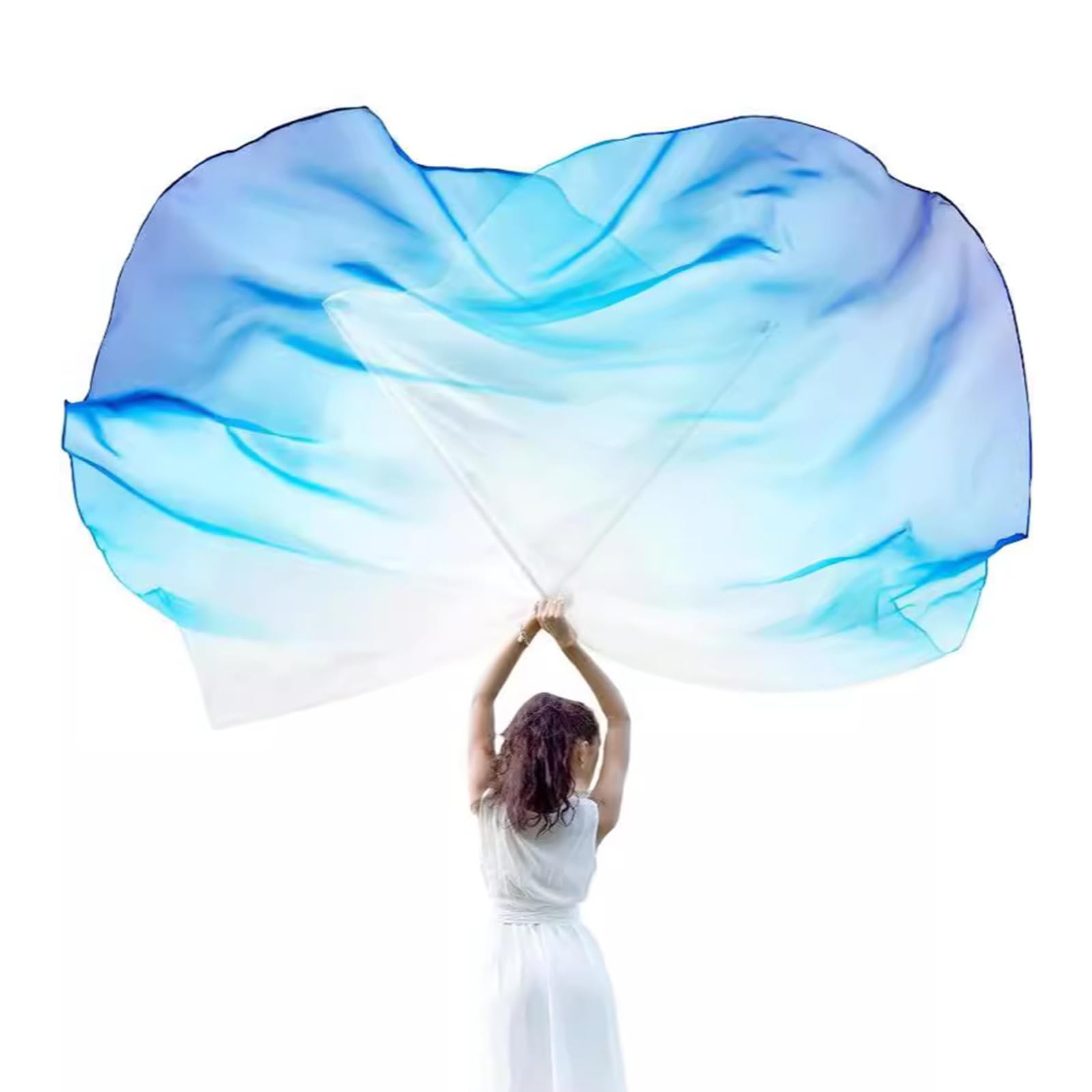 HDOYTXXM 2Pcs Praise Dance Worship Flags with Scalable Rod Semicircle Wing for Dancers Semicircle Wing Double Dance Accessories