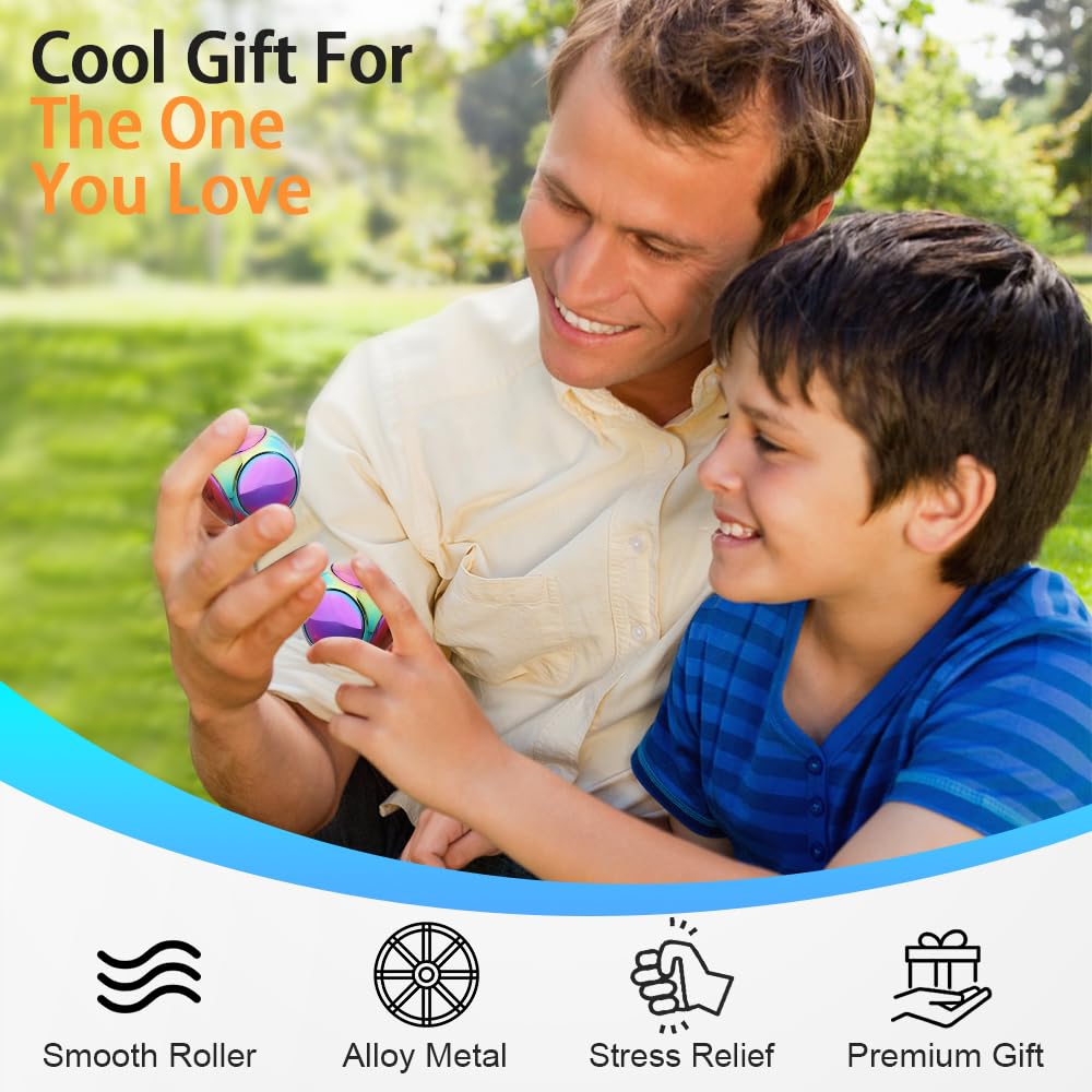 Cool Stress Ball Fidget Spinners for Kids Adults Metal Handheld Gadget Kinetic Desk Toy Finger Hand Spinner Fingertip Gyro Goody Bag Fillers Fun Idea Gift Rainbow - Image 4
