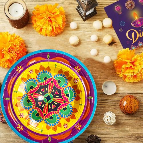 Vaisselle Jetable Diwali - Lot 74 Pièces Déco Table Repas Indien - 6