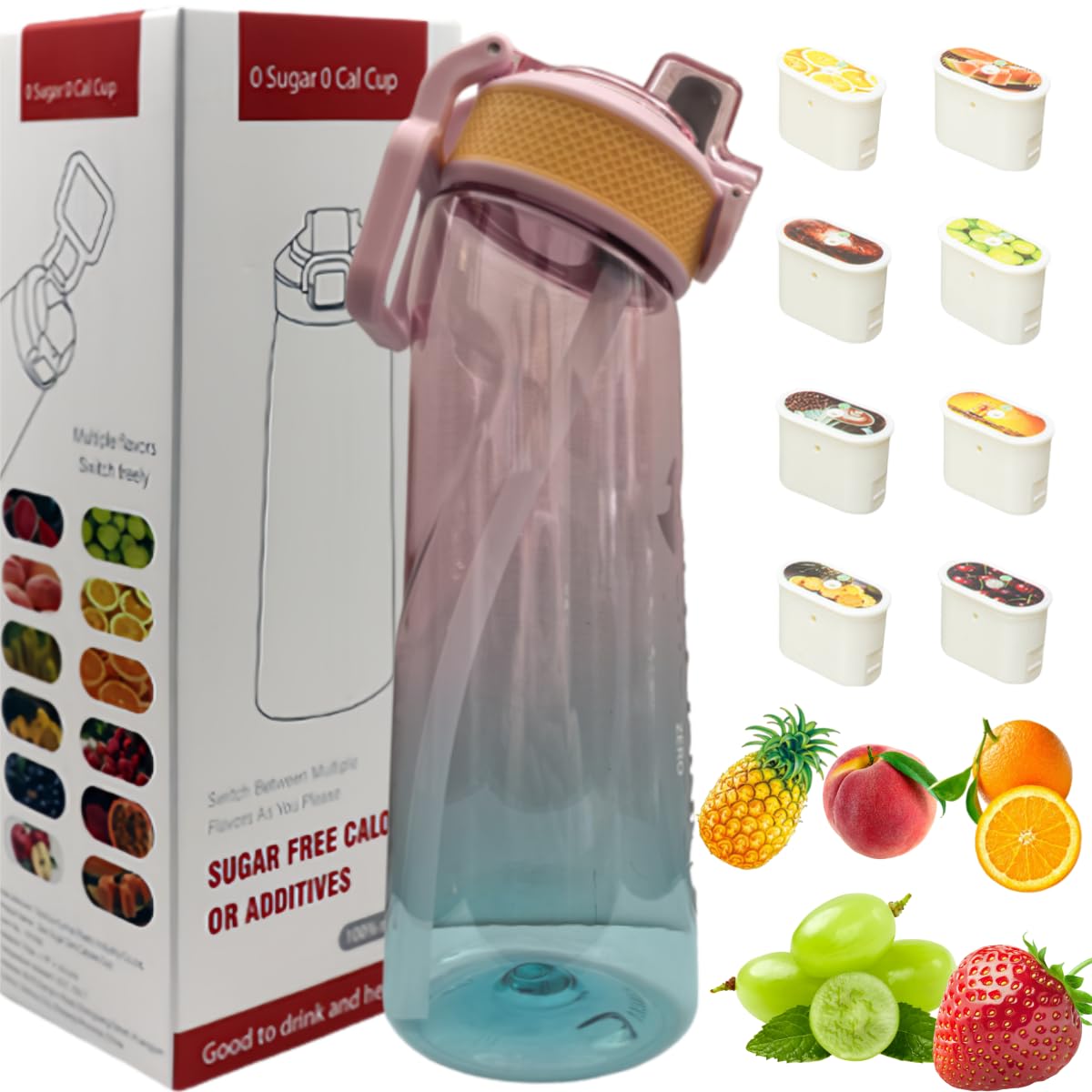Putextile Water Bottle with 1 Flavor Capsule, 2.0 Upgraded Version, 700ml, BPA Free, for Gym and Outdoor Activities (Color C + 1 Random POD) โ image 1