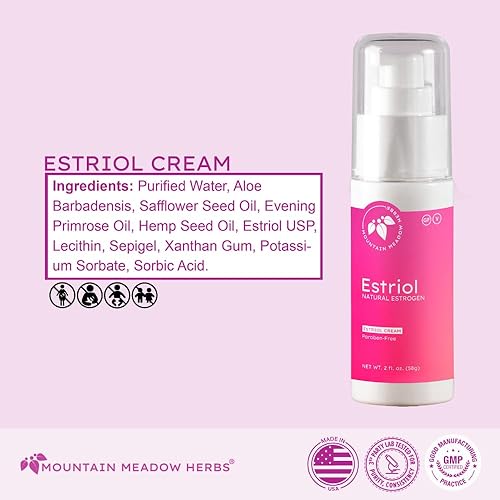 Miniatura 4 de Mountain Meadow Herbs Crema de estriol bioidéntica  Soporte de estrógeno formulado por un médico  1000 mcg de Estriol USP natural por bomba  Balance