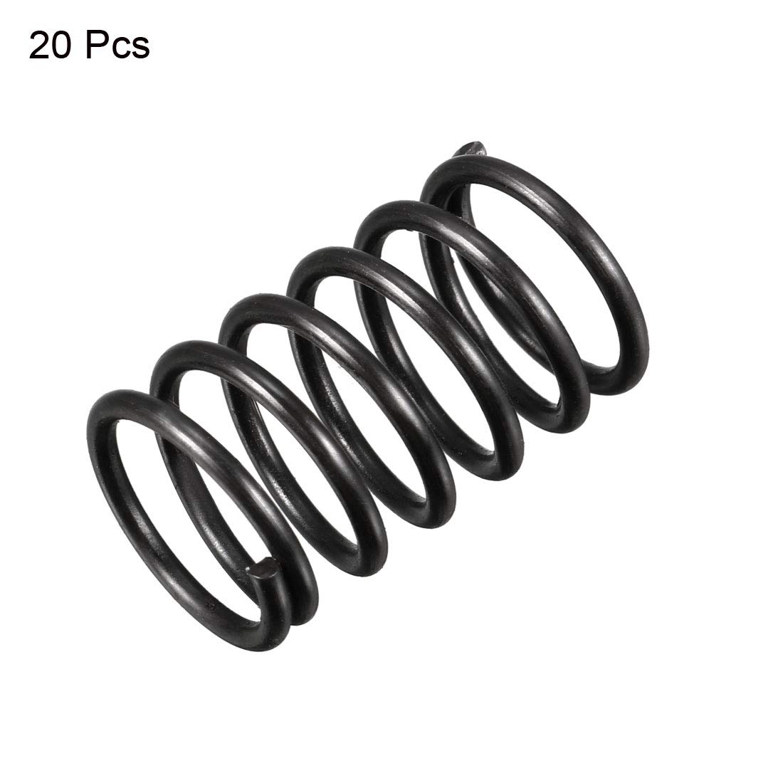 Uxcell Compression Springs 1.2mm Wire Dia, 12mm OD, 30mm Free Length - 20 Pack Black Spring Steel