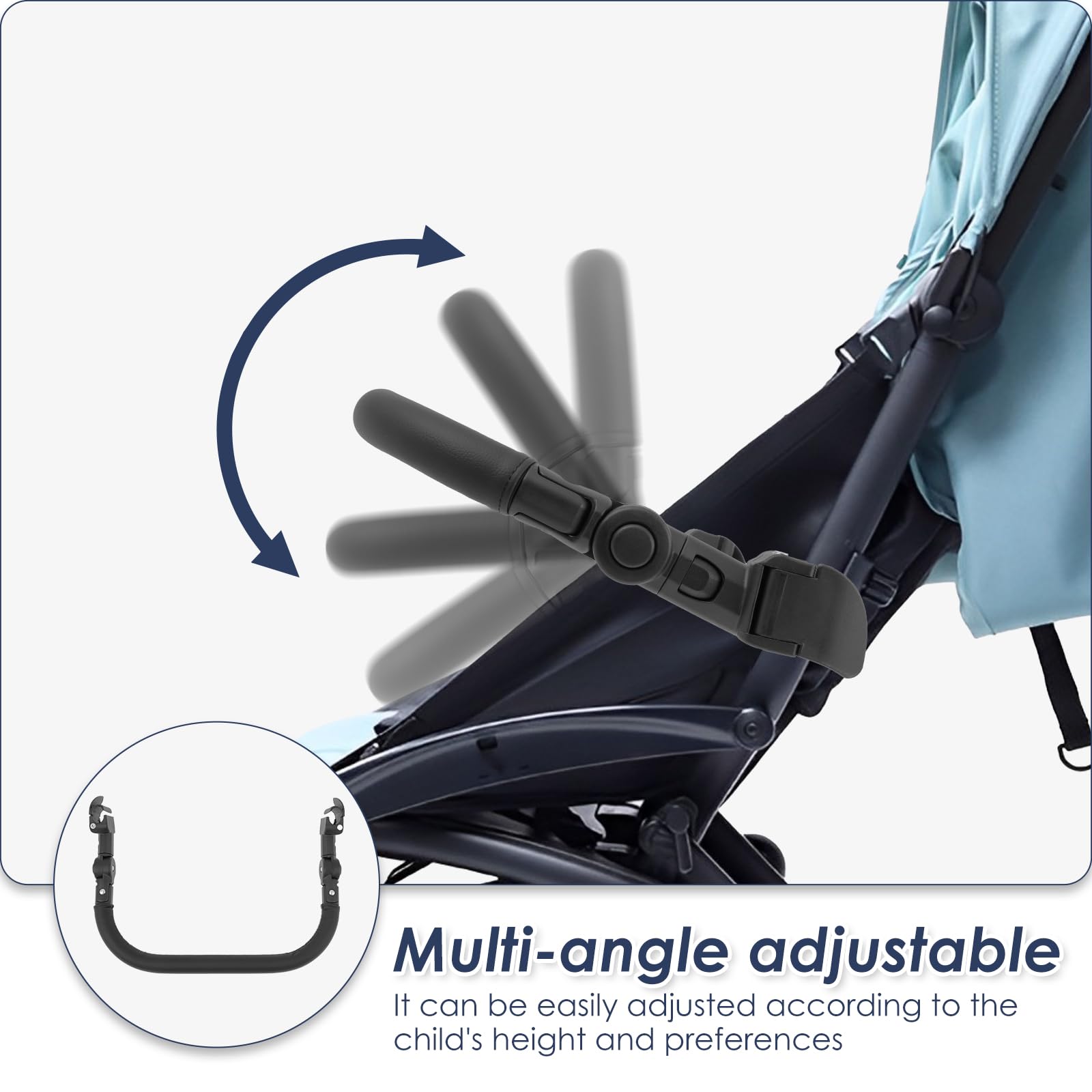 Bumper Bar for Stroller Adjustable Angle Armrest Handlebar Crossbar - Image 3